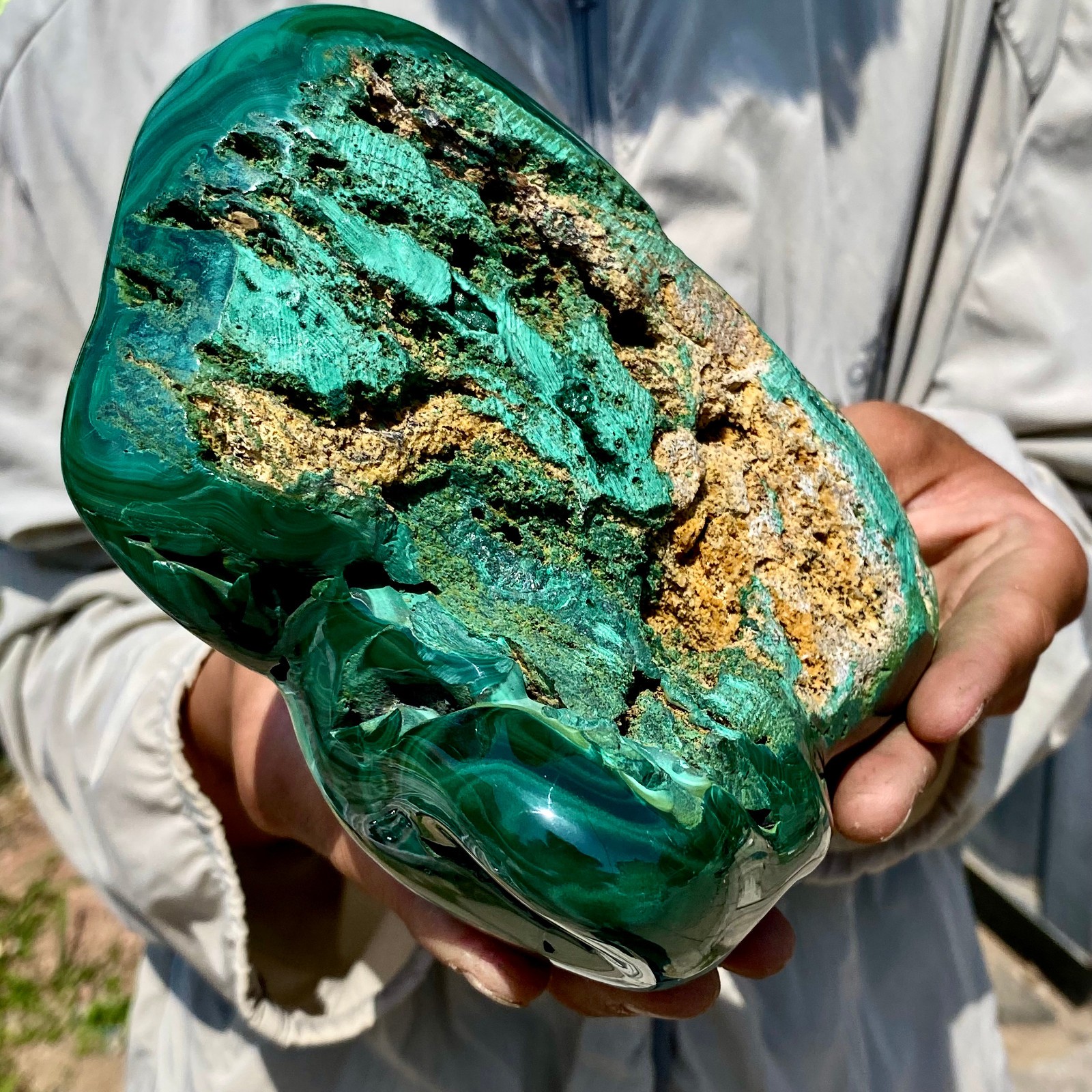 5.93LB Natural glossy Malachite transparent cluster rough mineral sample