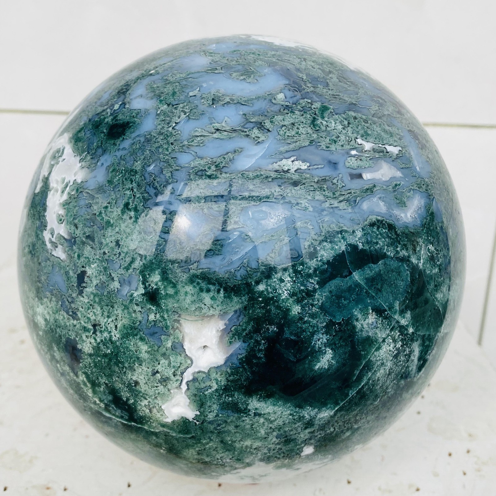Natural water grass agate sphere crystal ball quartz energy 4820g