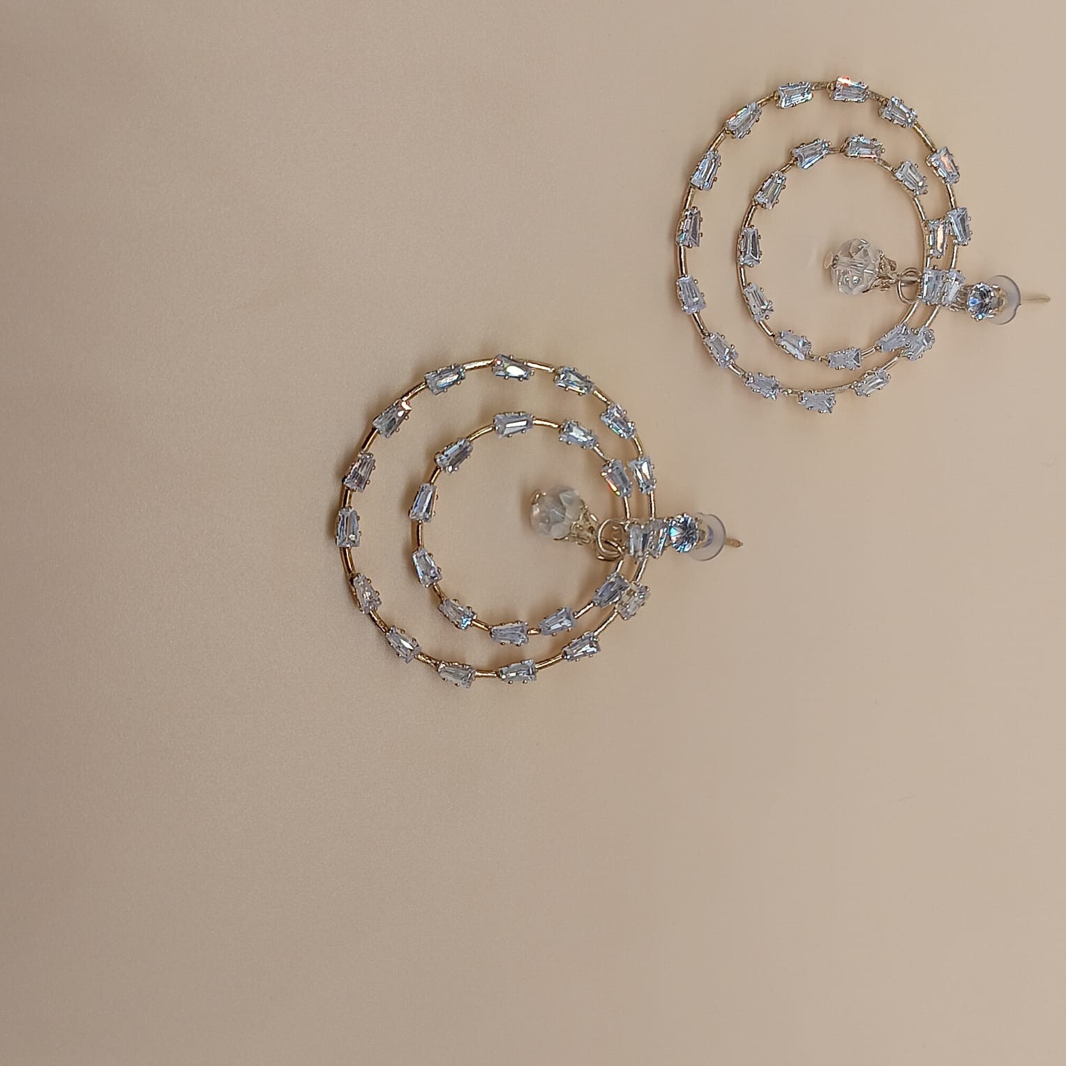 Twinkle Rings – Dual Hoop Crystal Statement Earrings