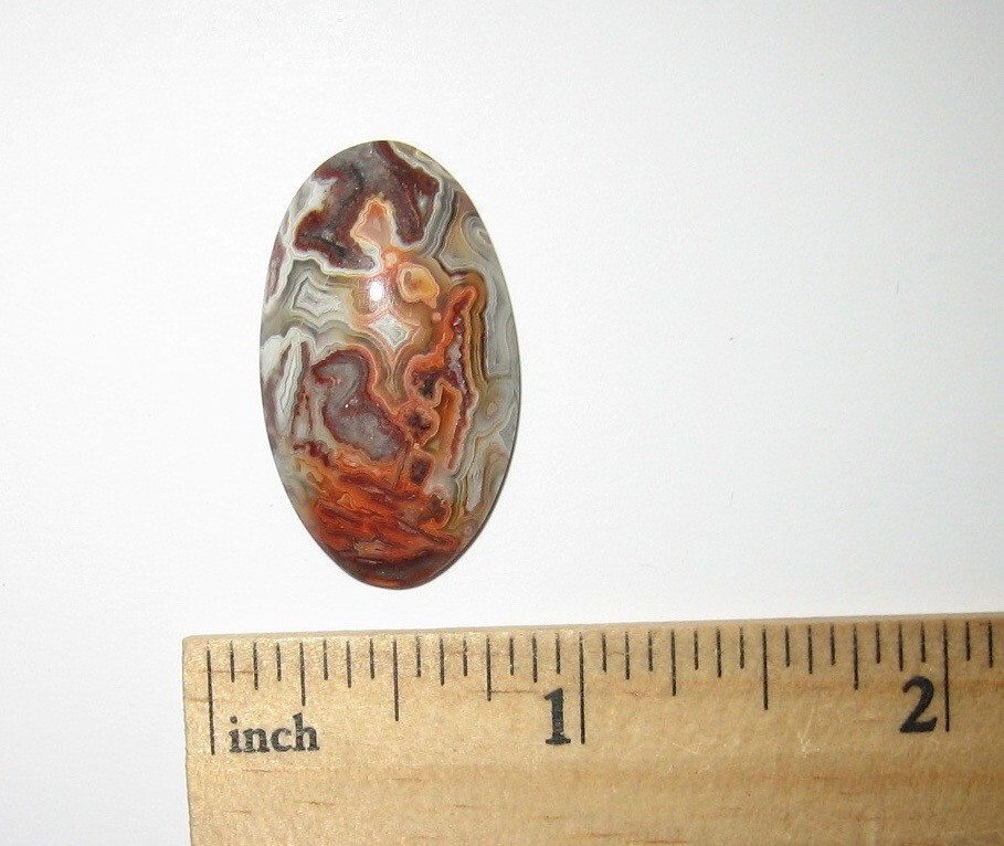 30x17mm POLISHED NATURAL LAGUNA LACE AGATE CRYSTAL STONE CABOCHON MEXICO 4.7g *3
