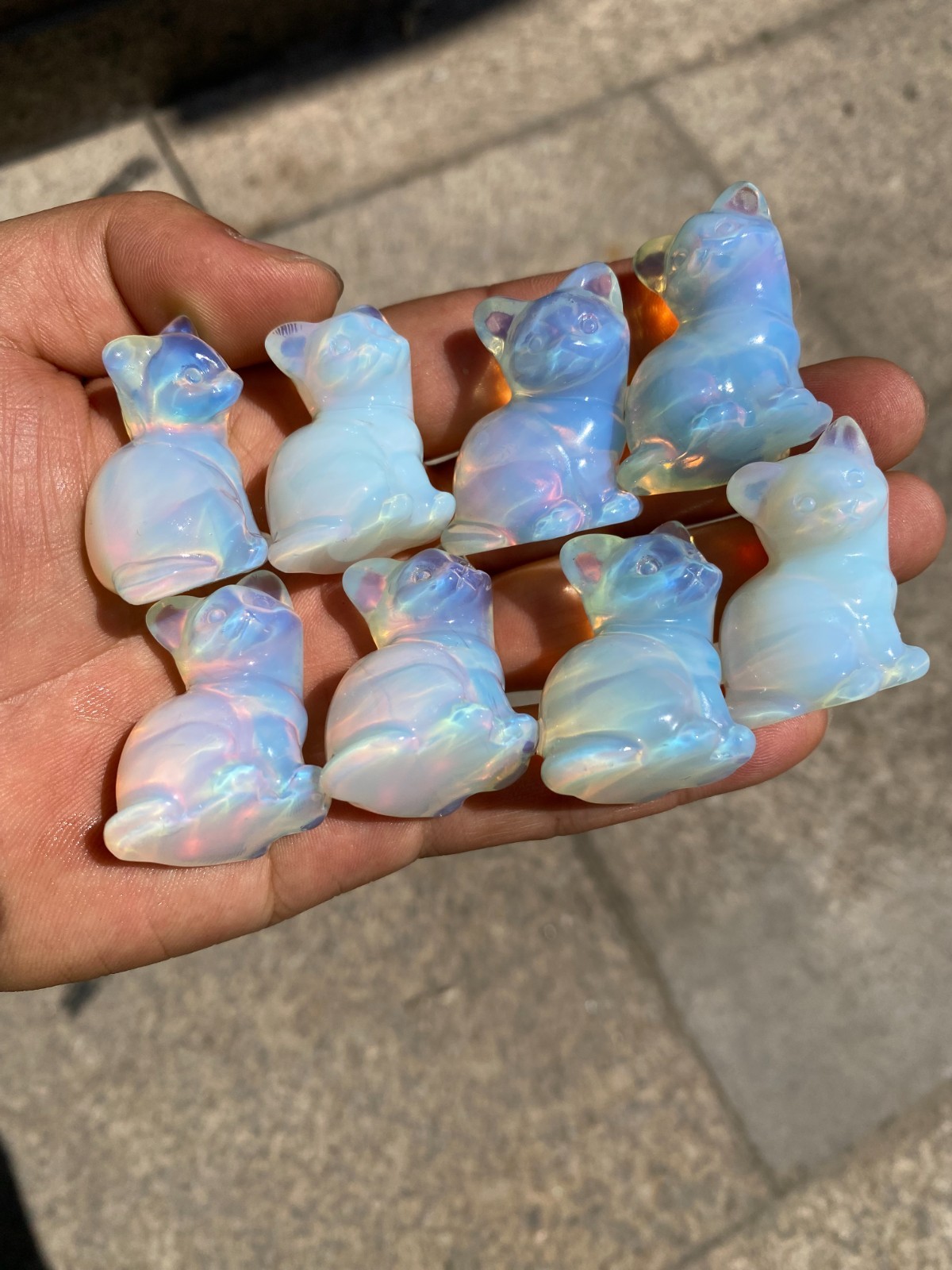 50pcs Opalite Quartz hand Carved Cat skull crystal Reiki healing Gift Decor