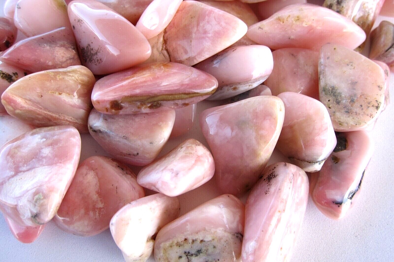 3X Pink Opal Tumbled Stones 20-30mm Reiki Healing Crystal Calming Heart Chakra