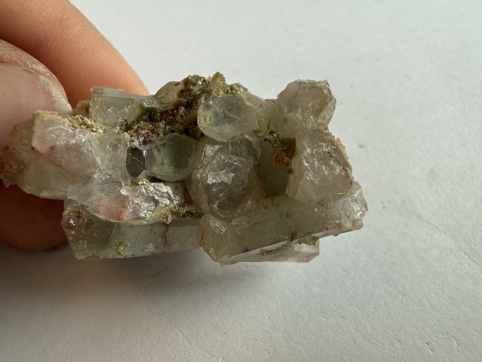 Red Green Phantom Quartz Cluster Hematite Inclusions Crystal Specimen 22g