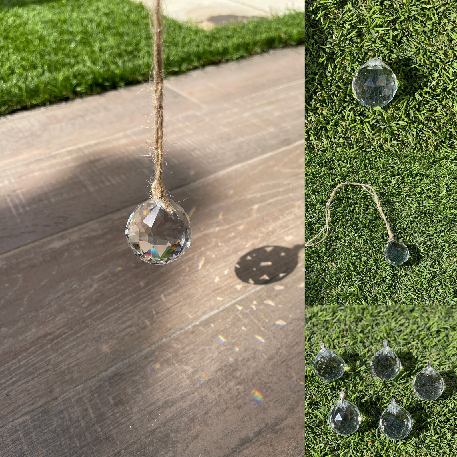 CRYSTAL BALL Clear Faceted Sphere Sun Catcher Rainbow Prism 40mm / 1.5 In