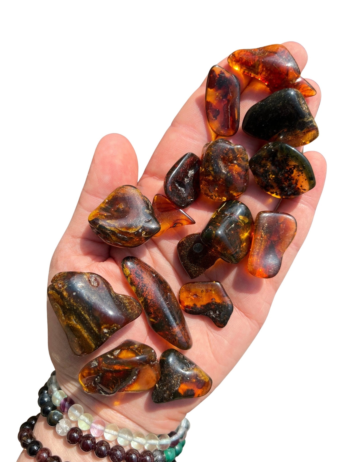 Baltic Amber Tumbled Stone, Dark Natural Baltic Amber from Indonesia