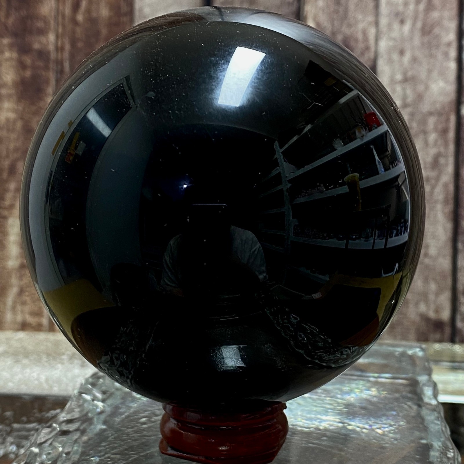 Natural Obsidian Crystal Ball – Polished Black Sphere for Home Decor 935 g