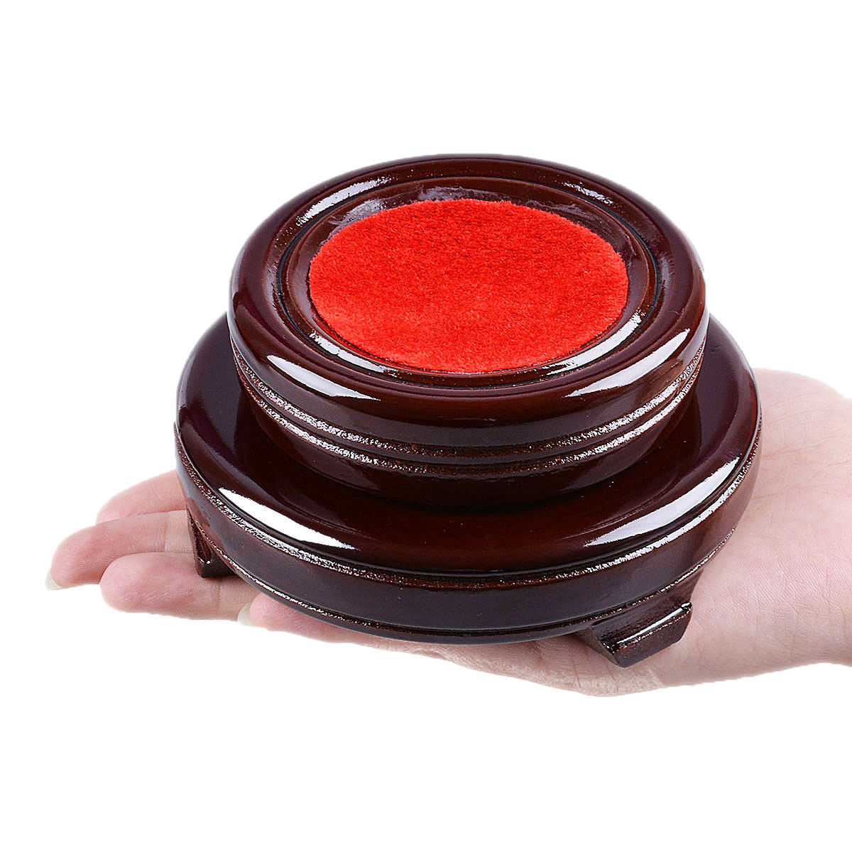 LONGWIN Red Rotable Wood Stand Holder Kit Display Pedestal for 50mm-200mm Balls