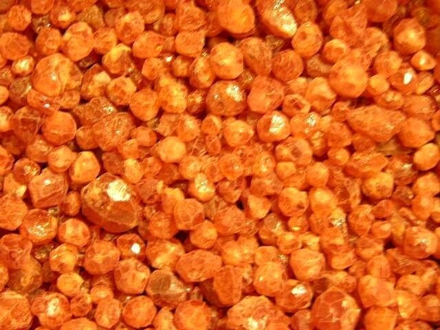 Orange garnet crystals Nigeria 30 carat lots smaller 3-7mm 20 plus pieces