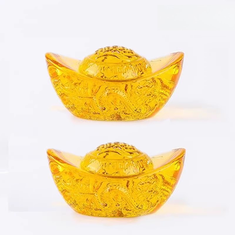 1Pair Citrine Dragon Pattern Yuanbao Attracting Wealth Chinese Style Ornament