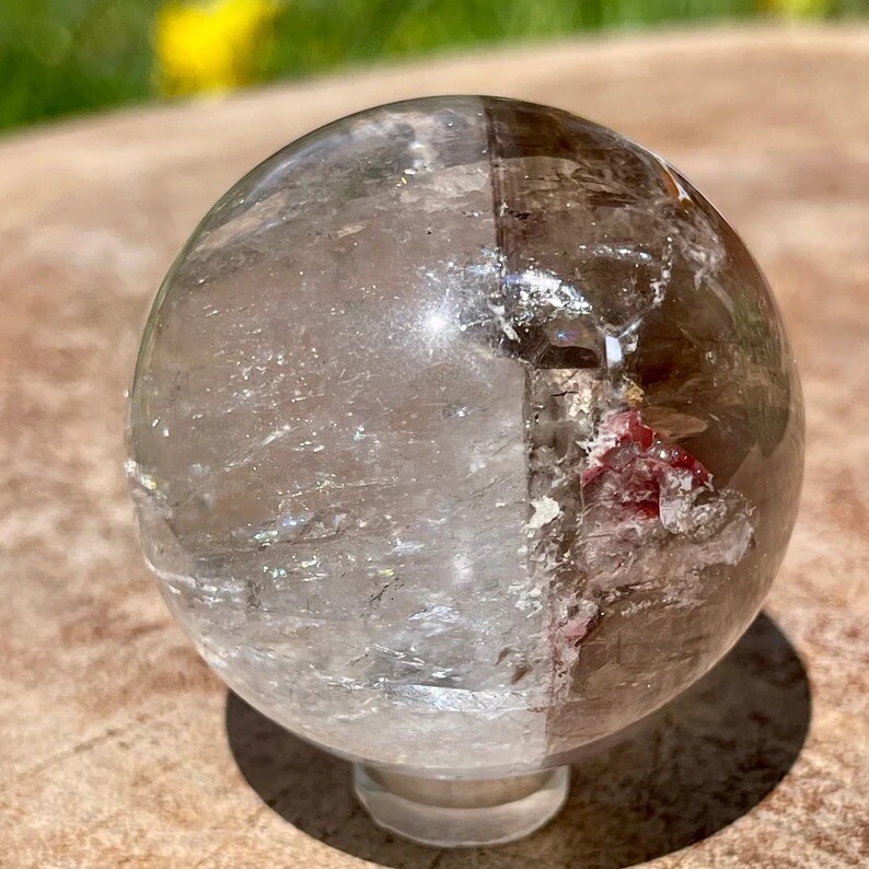 Bicolor Garden Quartz Sphere with Smoky Quartz Rare Collectors Crystal Gemstone