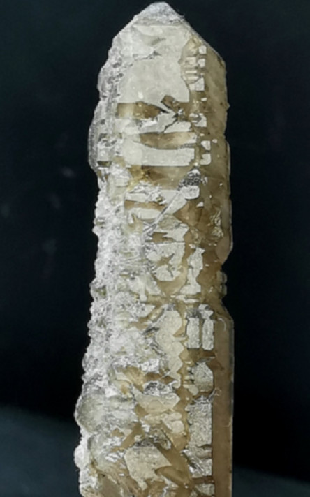 Smoky Elestial Quartz Crystal Point with Etching and Regrowth Inner Mongolia