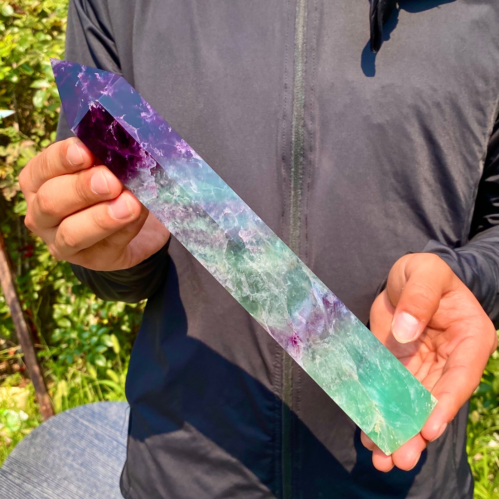 2.4LB Natural unique colored fluorite pillar quartz crystal sample