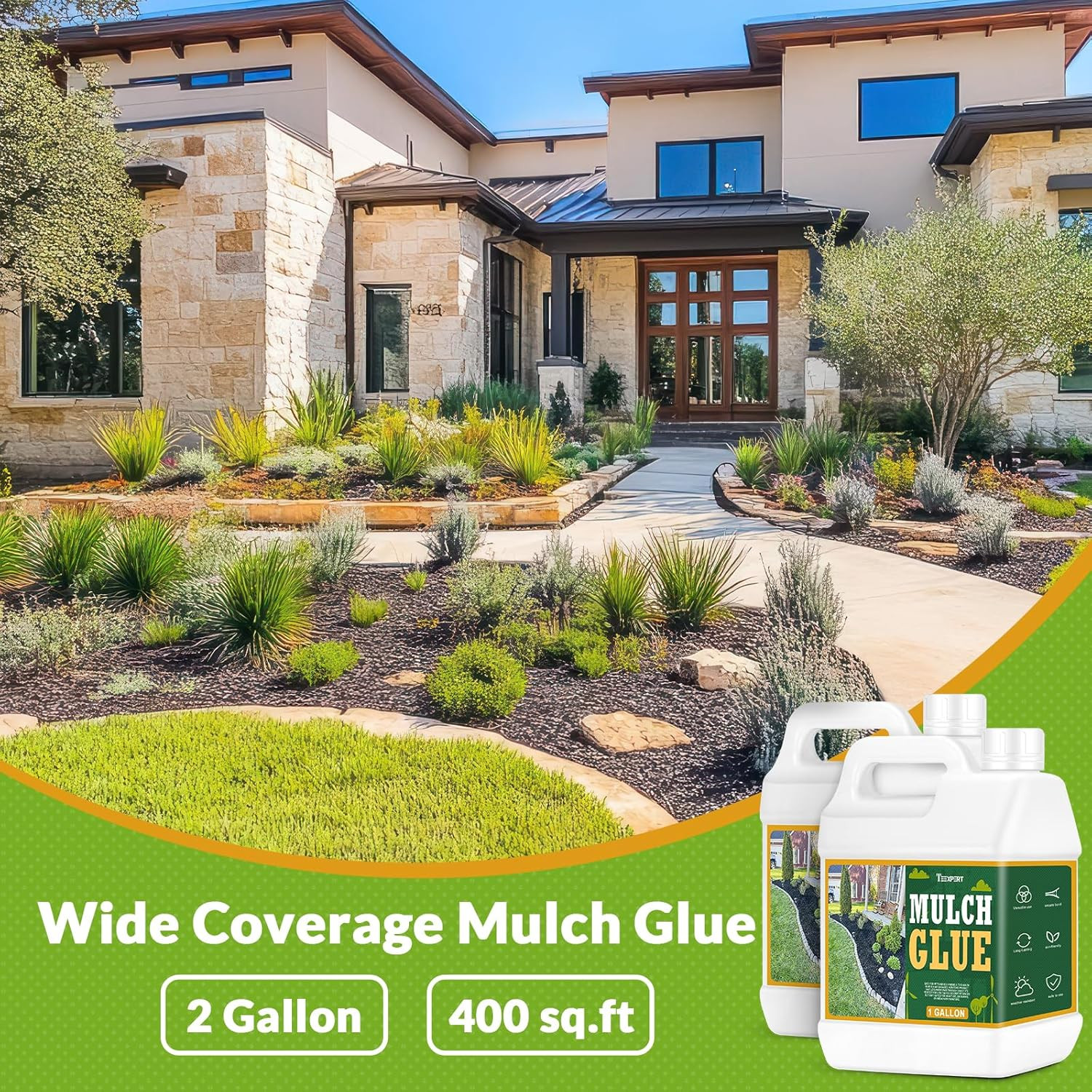 Mulch Glue for Landscaping, 2 Gallon Rock Glue for Landscaping Gravel Binder Adh