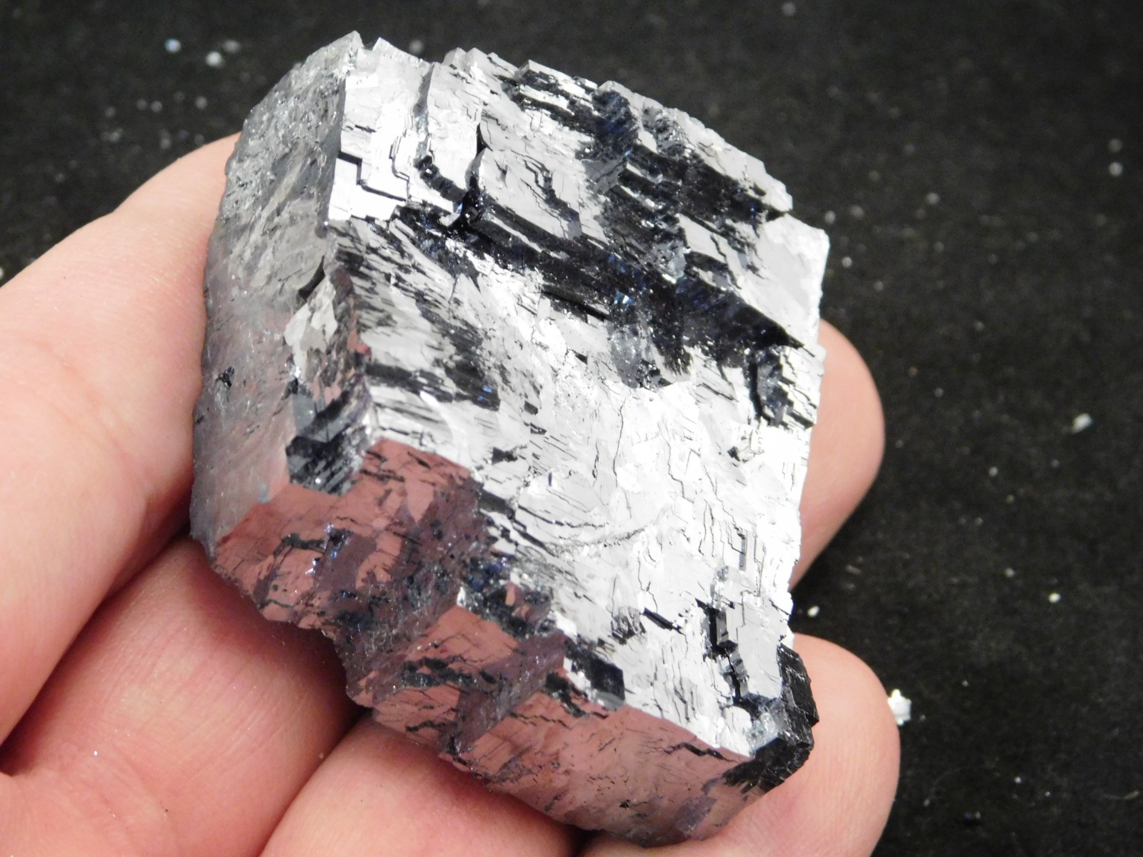 Larger! Super Heavy! Stepped GALENA Crystal CUBE 100% Natural Missouri 205gr