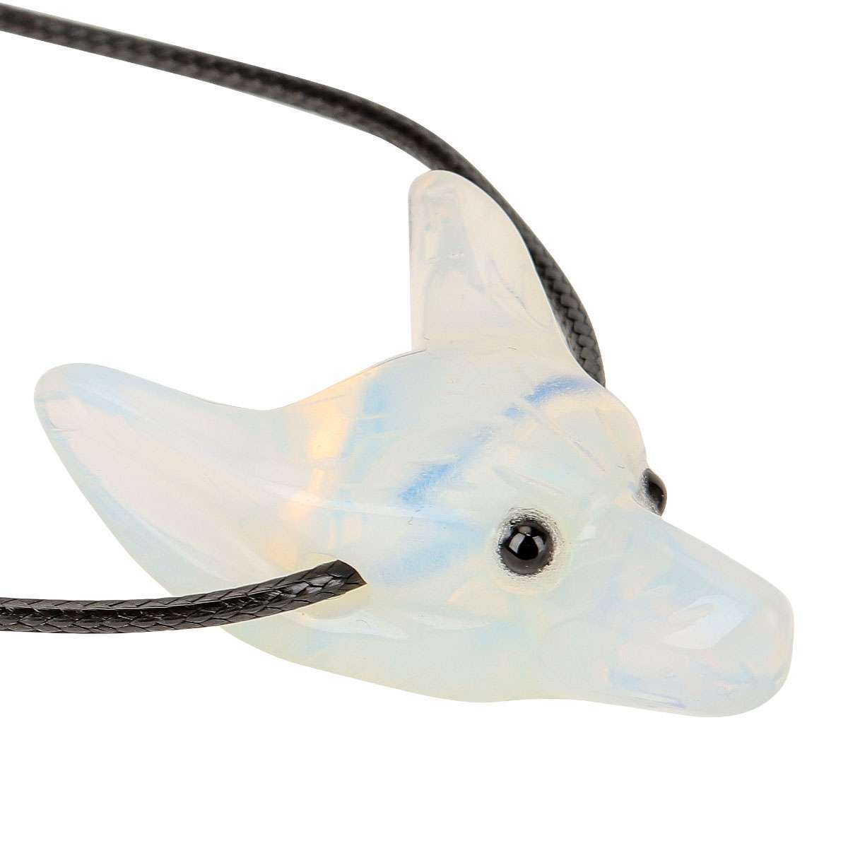 Men Women Stone Wolf Head Pendant Reiki Healing Gem Crystal Figurine Necklace