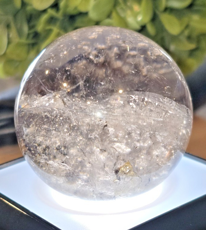 44mm Smoky Quartz Crystal Sphere Natural Smokey Quartz Ball Healing Rainbows