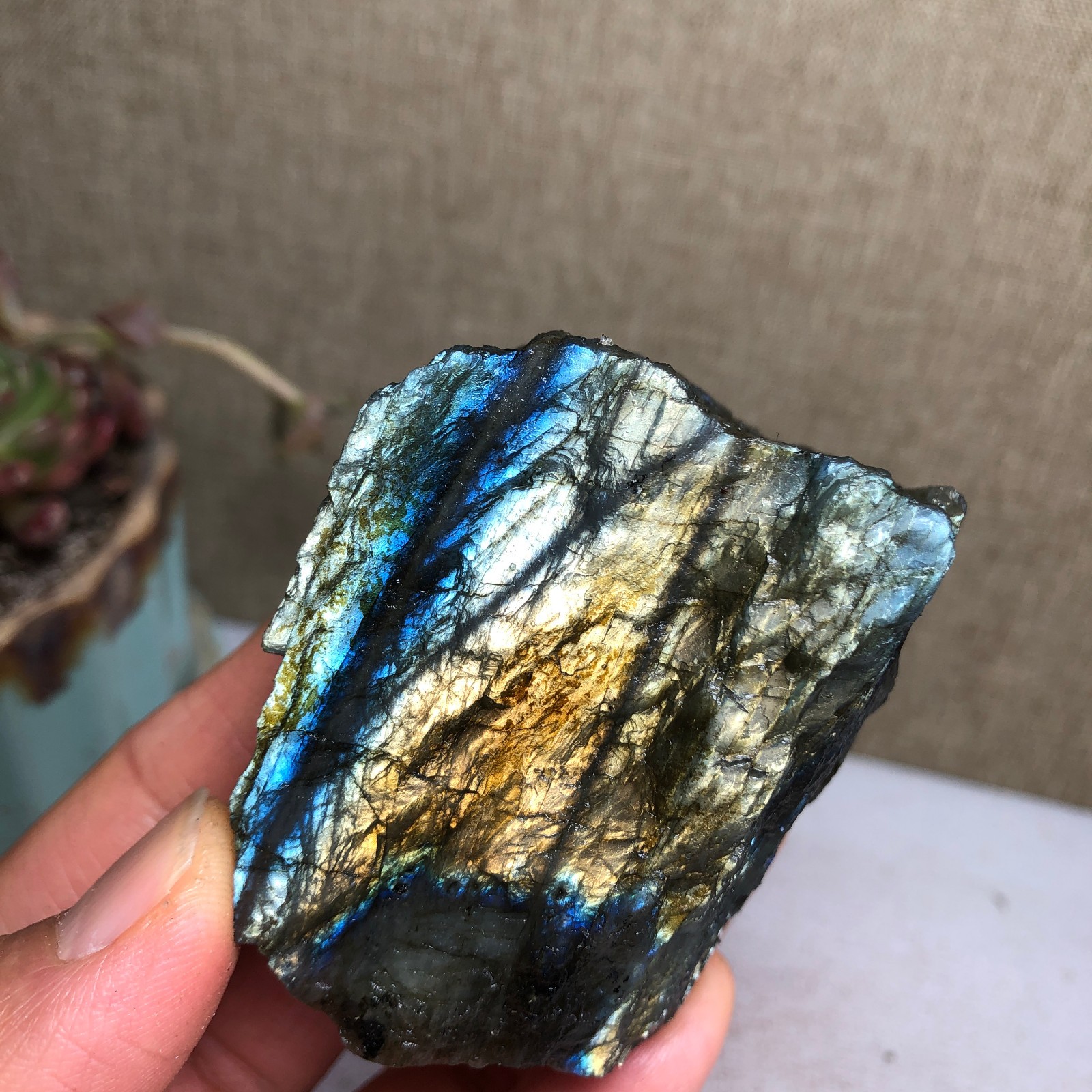 56-53-32mm Natural Labradorite Crystal gemstone Rough Mineral Specimen A4423