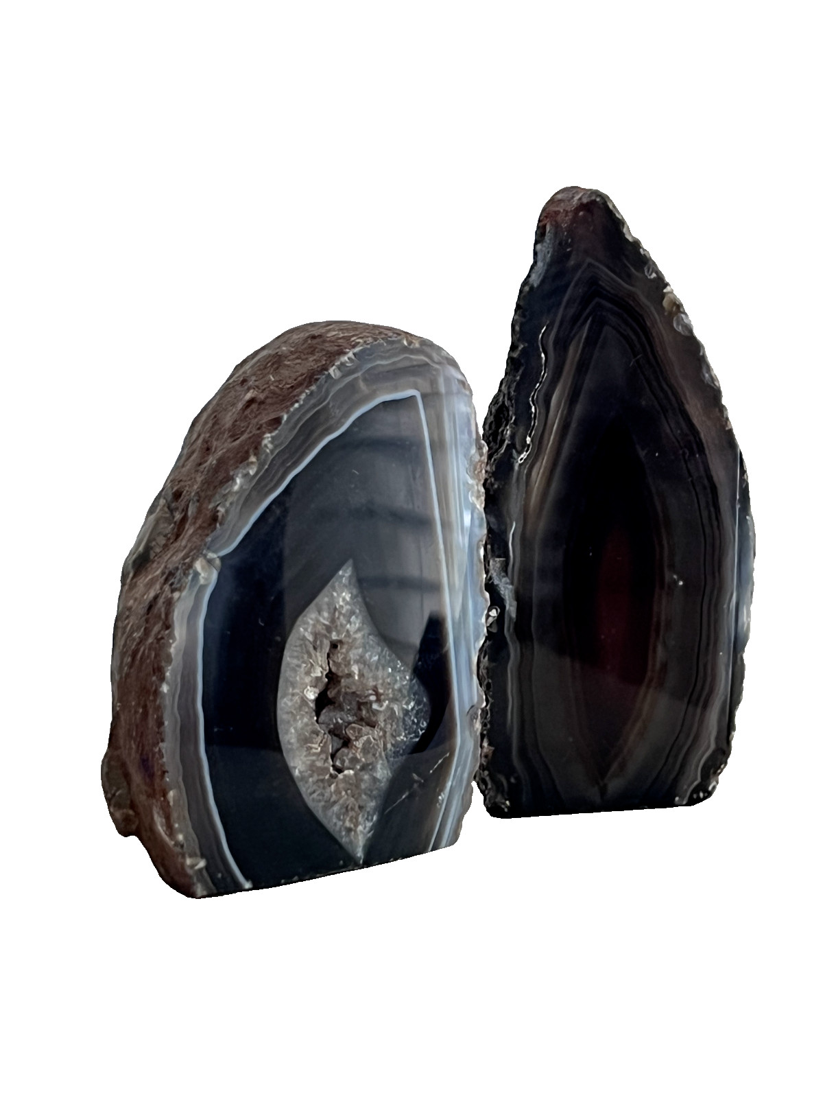 Natural Agate Cut Base – Black/Dark – approx. 3 inches tall