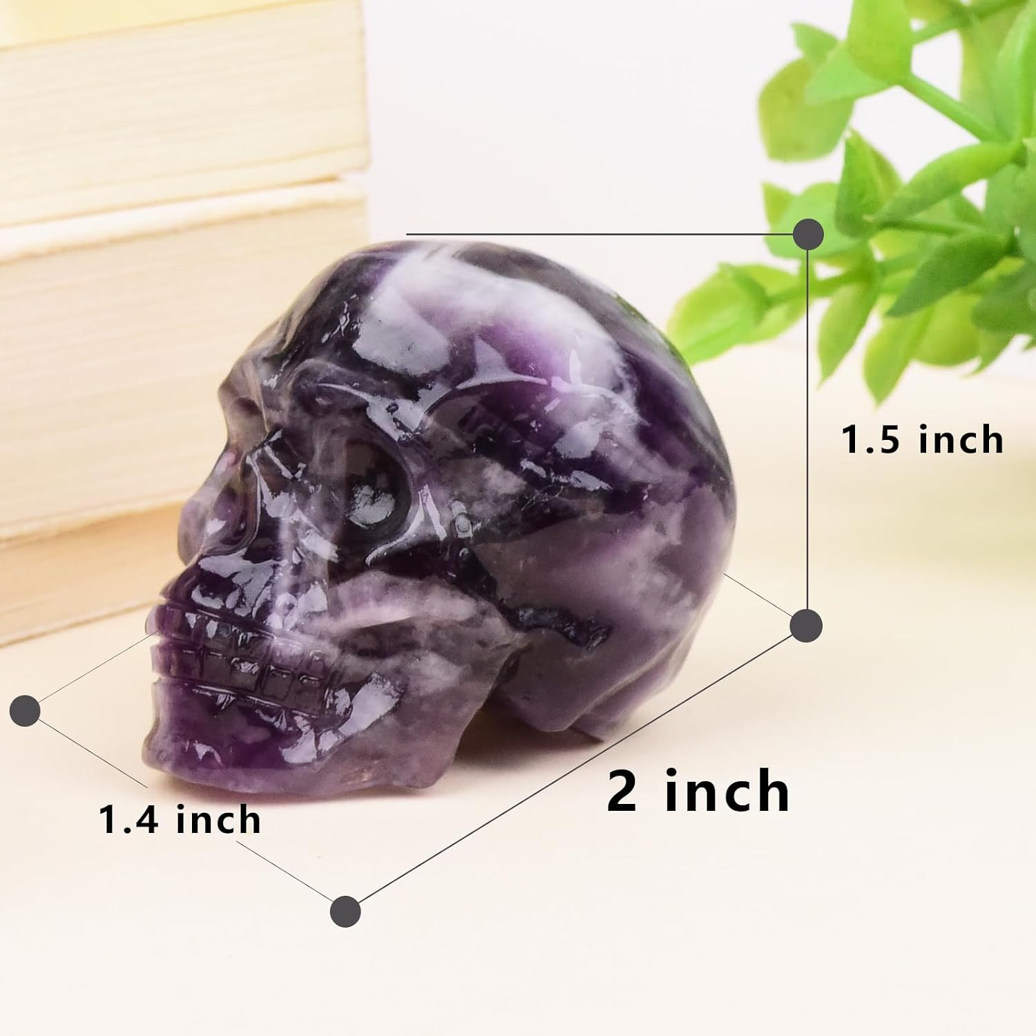 2 Inch Dream Amethyst Crystal Skulls Decor,Human Skull Sculpture Statues Healing