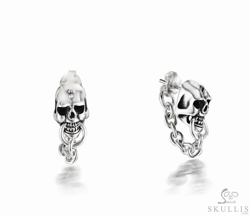 925 Sterling Silver Skull Earrings