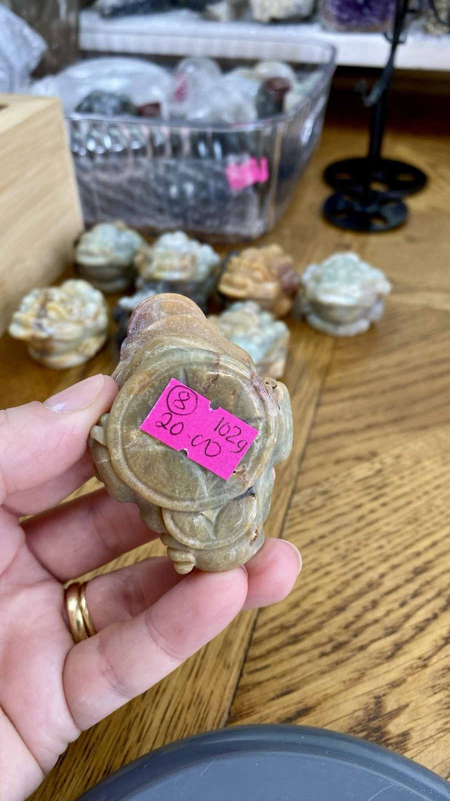 Crystal Caribbean Calcite 3 Leg Money Toad Frog Coin Shui Prosperity 102g (8)