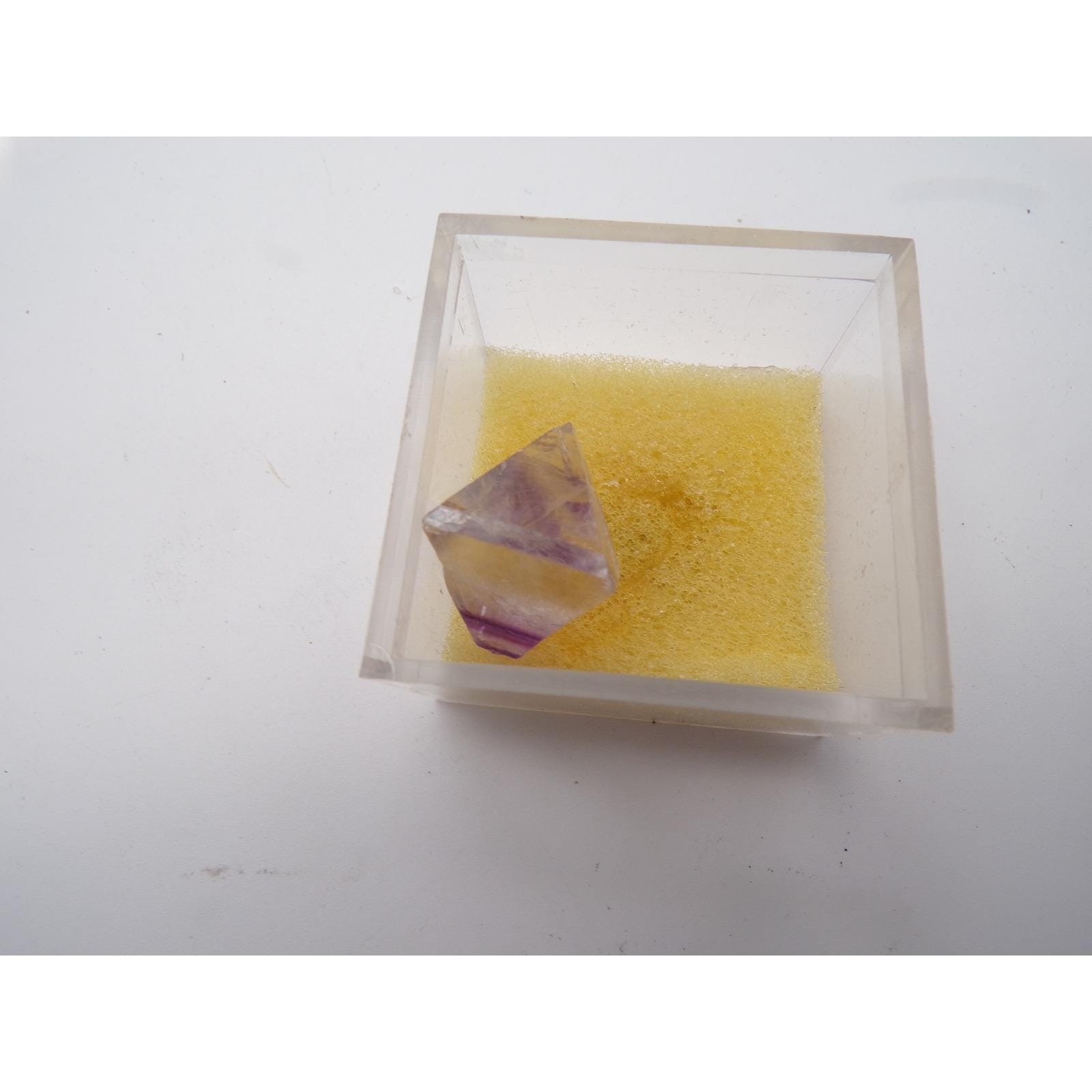 Fluorite Octahedron Crystal Specimen Mineral in Display Box