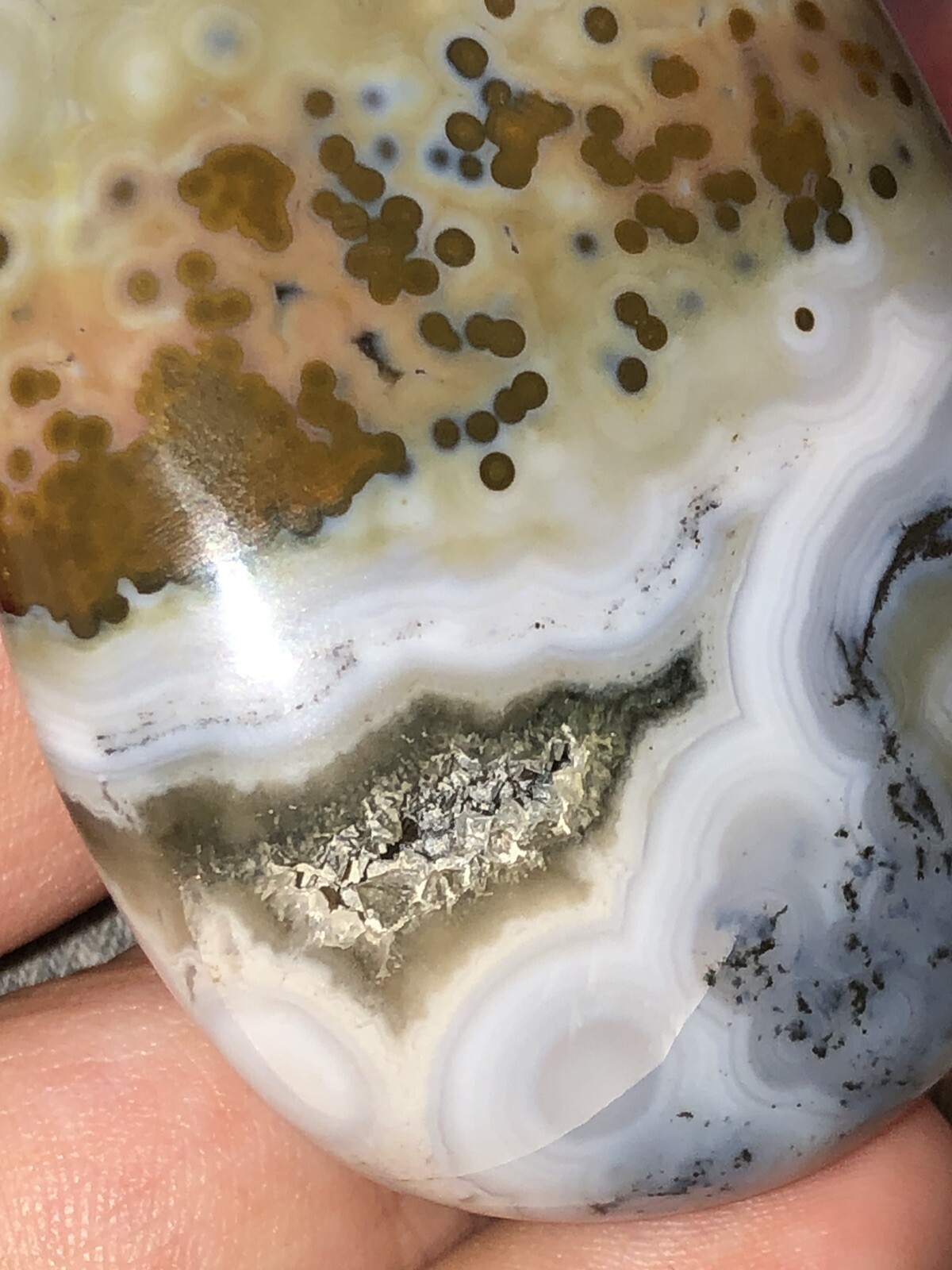 high quality blue orb 8th vein ocean jasper palmstone large size