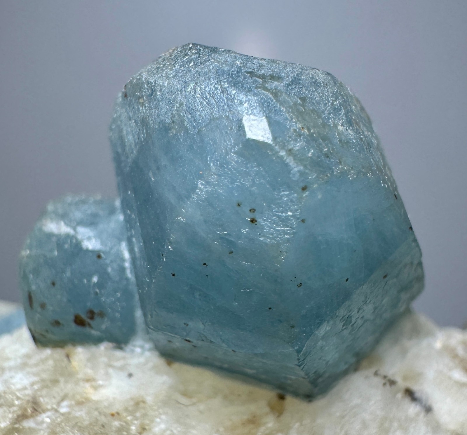 78 Grams Full Terminated Top Fluorescent Sky Blue Afghanite Crystals On Calcite