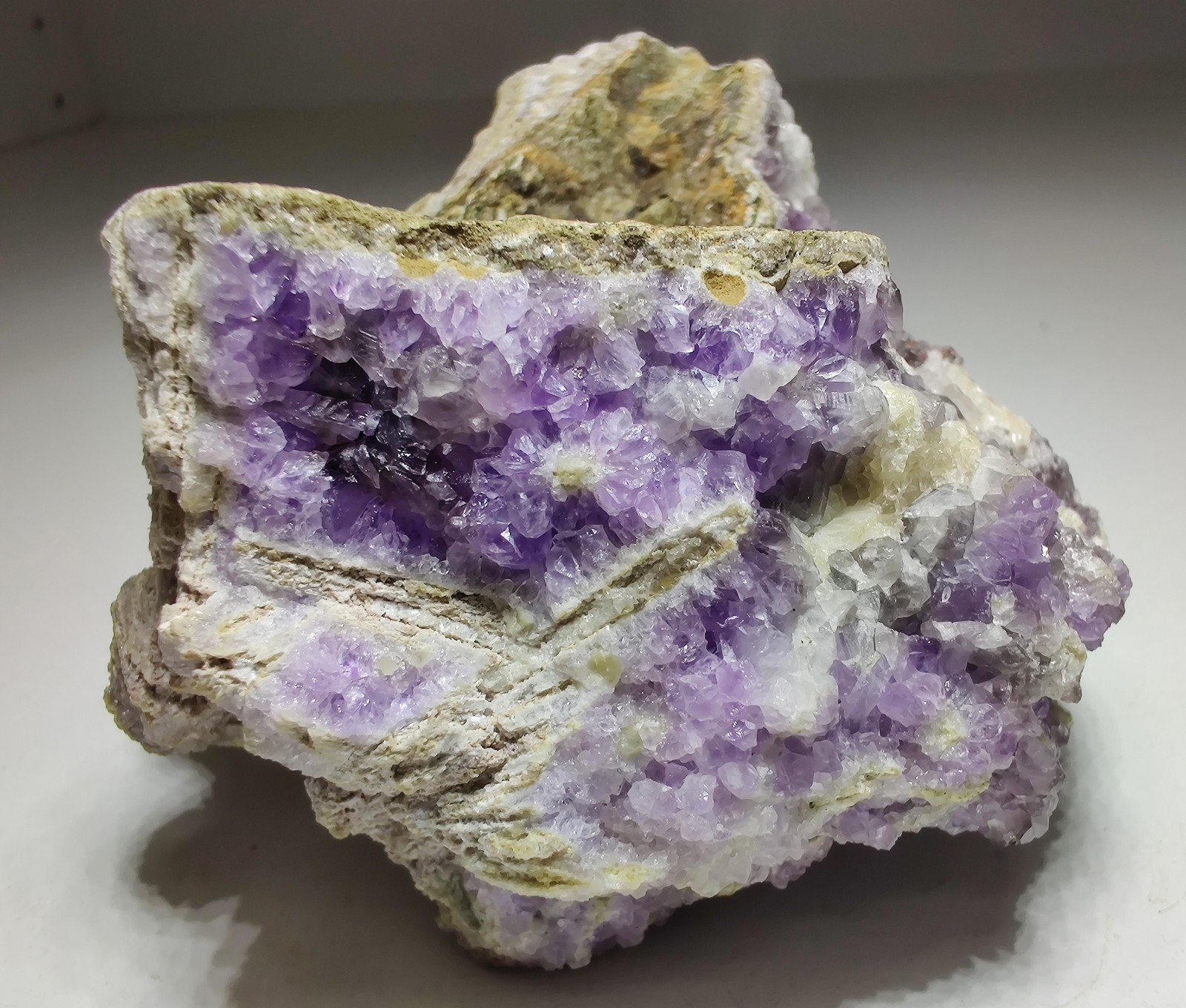 Beautiful Amethyst and Anhydrite specimen. Prospect Park, New Jersey. 268 grams.