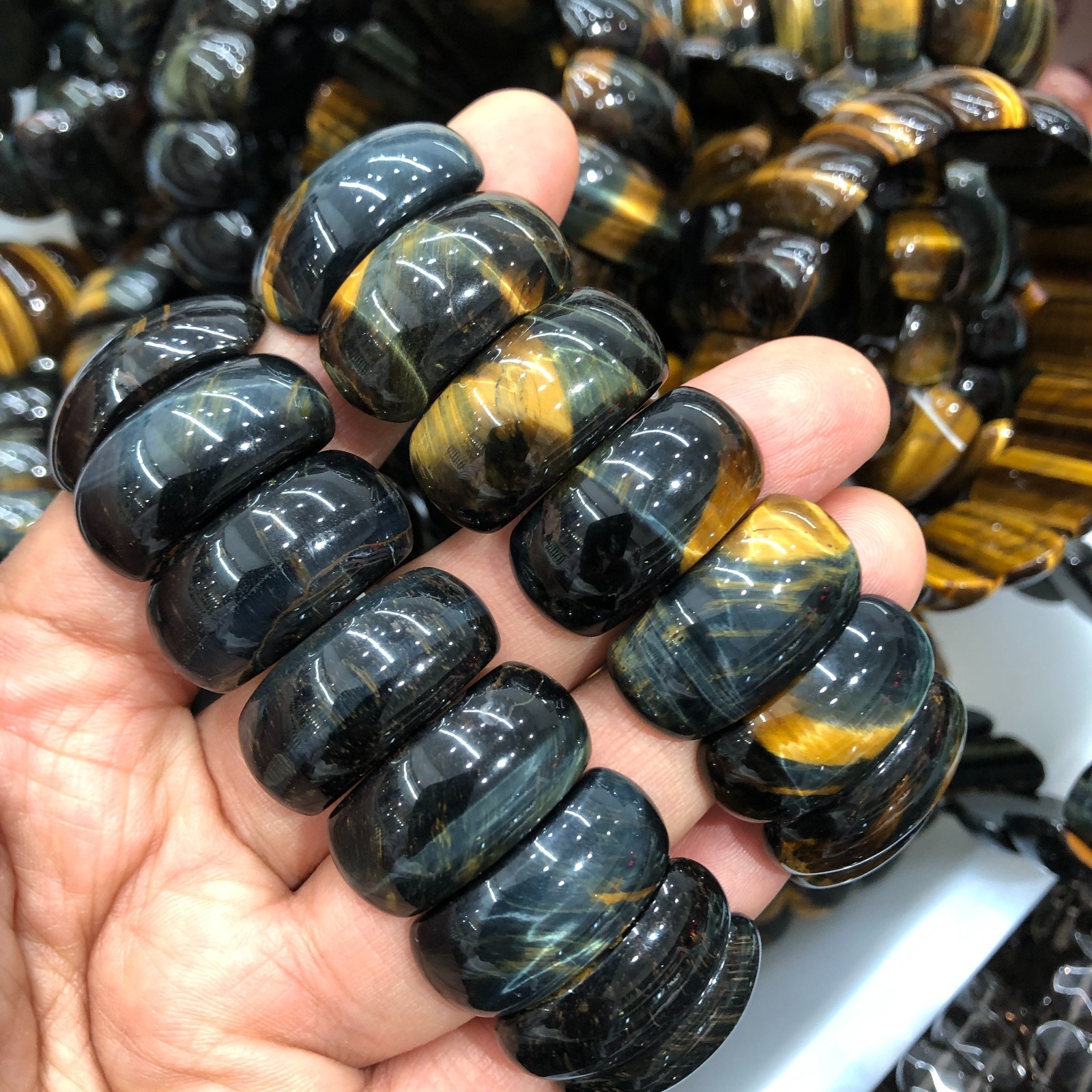 1Pcs Natural Tiger’s Eye Stone Bracelet Brown Gemstone Stretch Bracelet Handmade