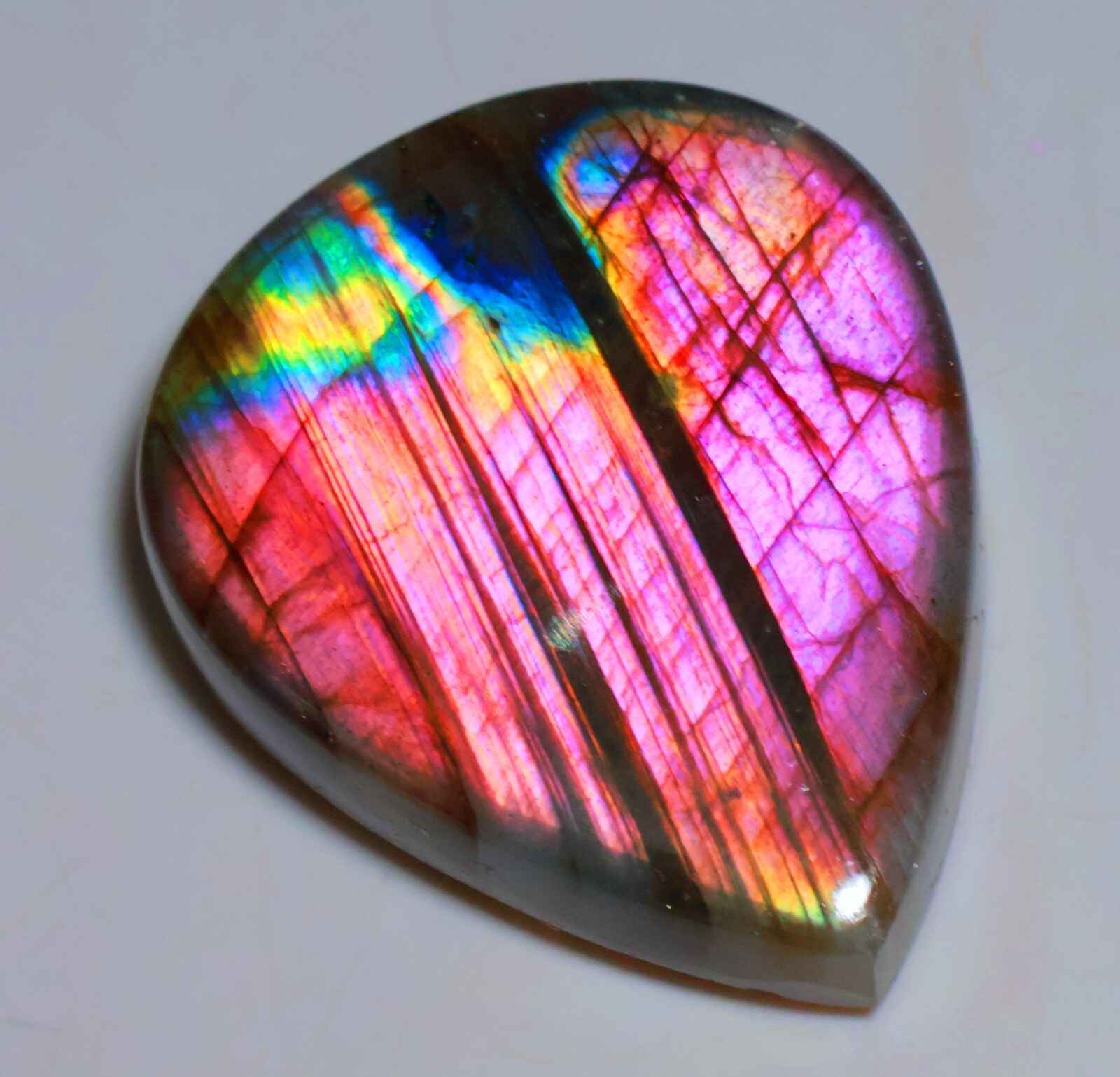 Natural Labradorite Pear , 0.5″- 4″ High Purple Multi Flash, Pick a Size