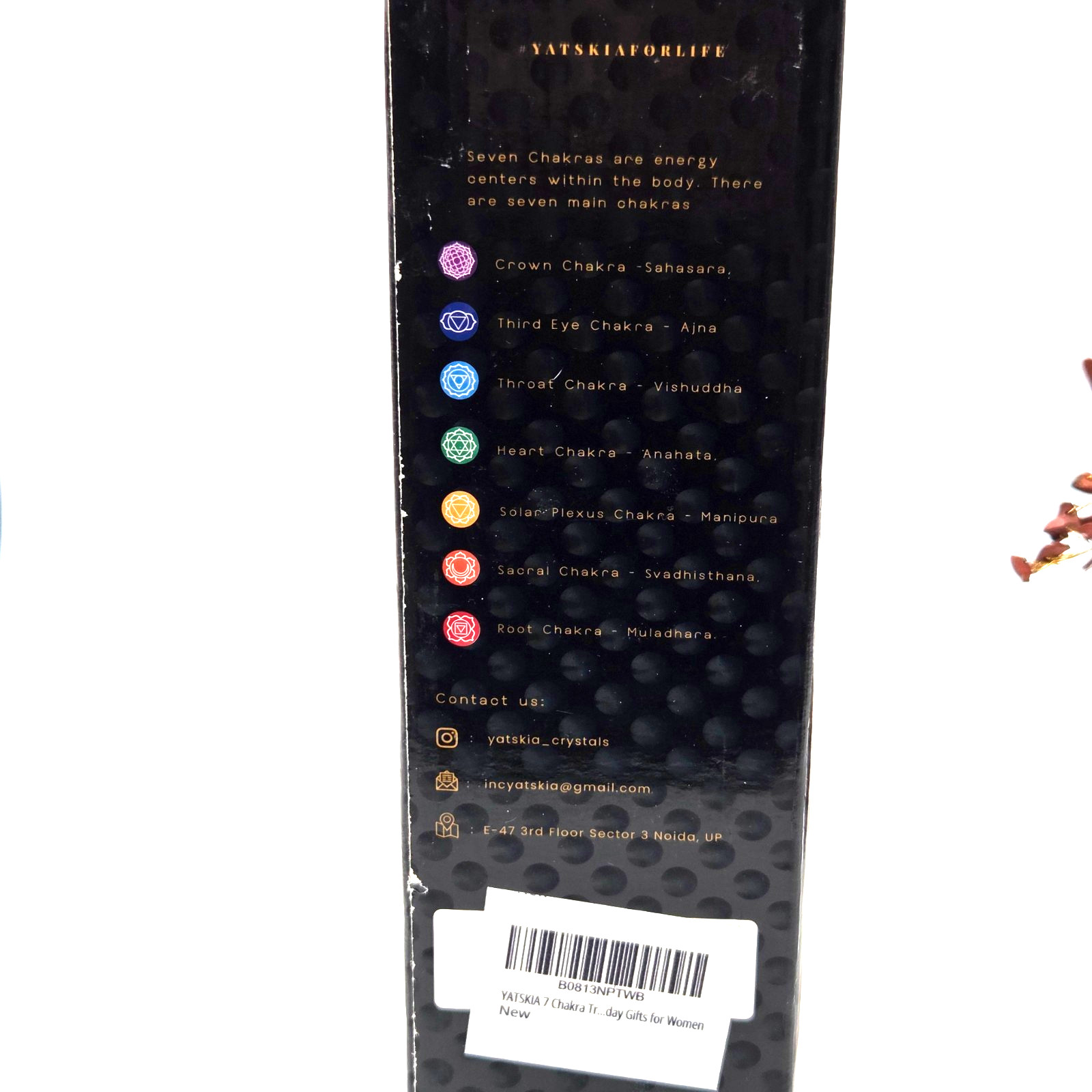 YATSKIA 7 Chakra Tree of Life Crystals and Healing Stones Gold Wire NEW in BOX
