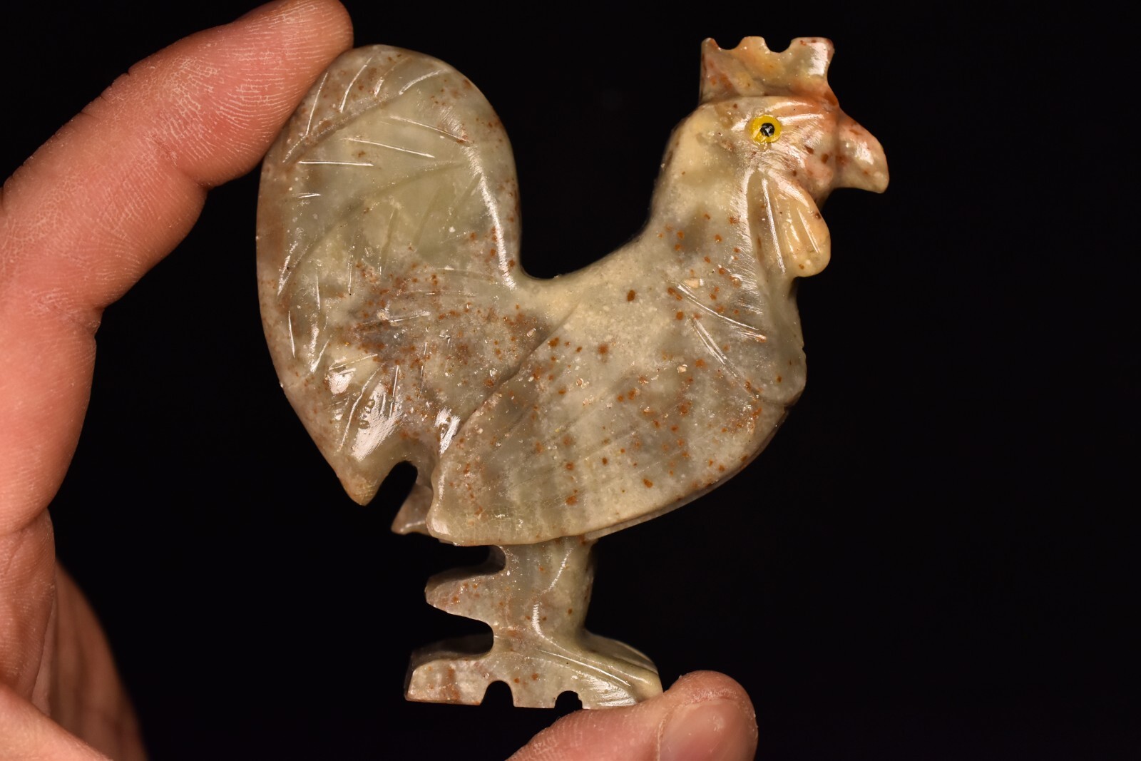 *Soapstone ROOSTER* CARVING 7.8cm 118g Carved Healing Crystal Gift