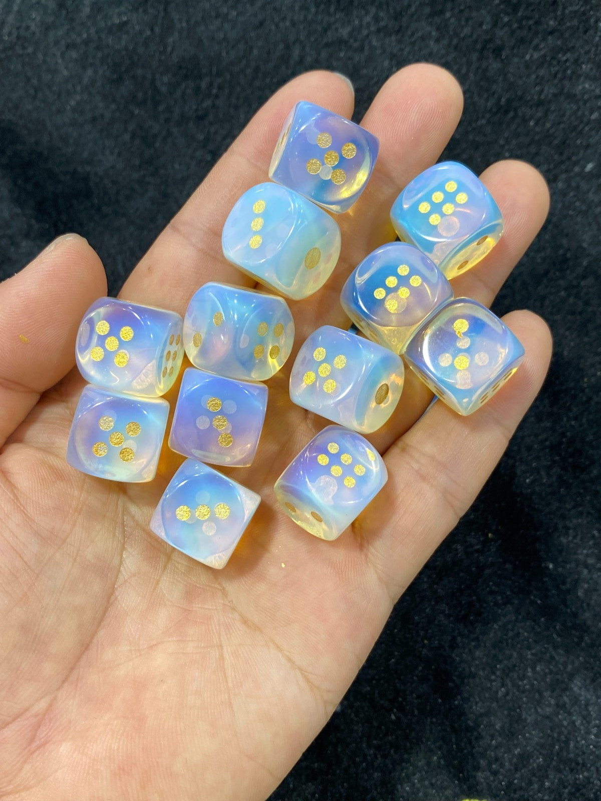 2pcs Opalite Hand Carved dice Quartz Crystal Reiki Healing Gift Decor Randomly