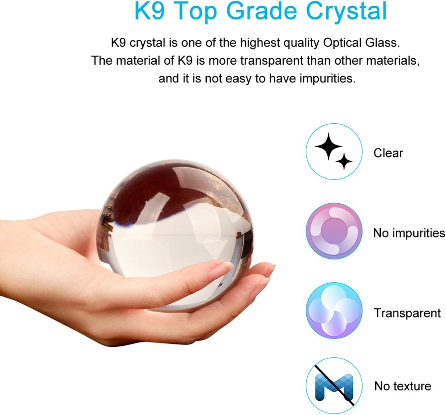 Clear K9 Crystal Sphere for Photography & Decor with Stand – Art Deco Charm