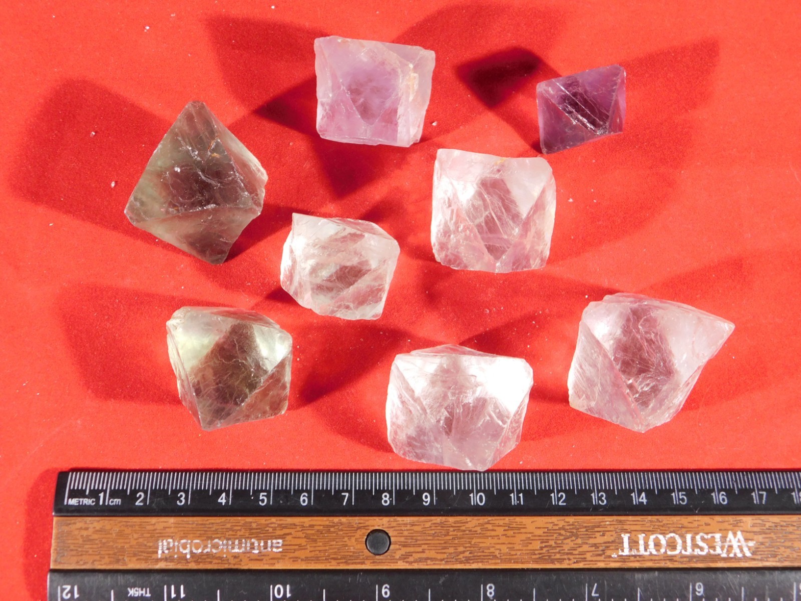 Big Lot of EIGHT! Translucent Octahedron FLUORITE Crystals From China 344gr
