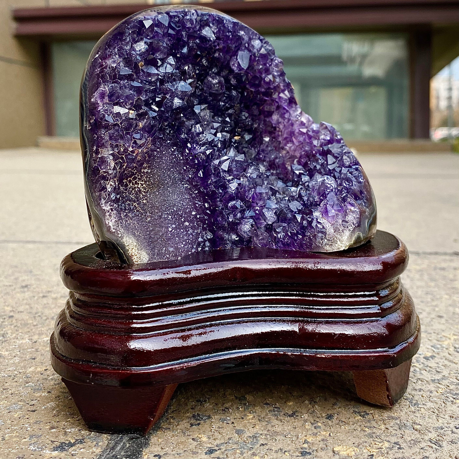 2.24LB Natural Uruguayan Amethyst Quartz Cave Geode Crystal Healing+base