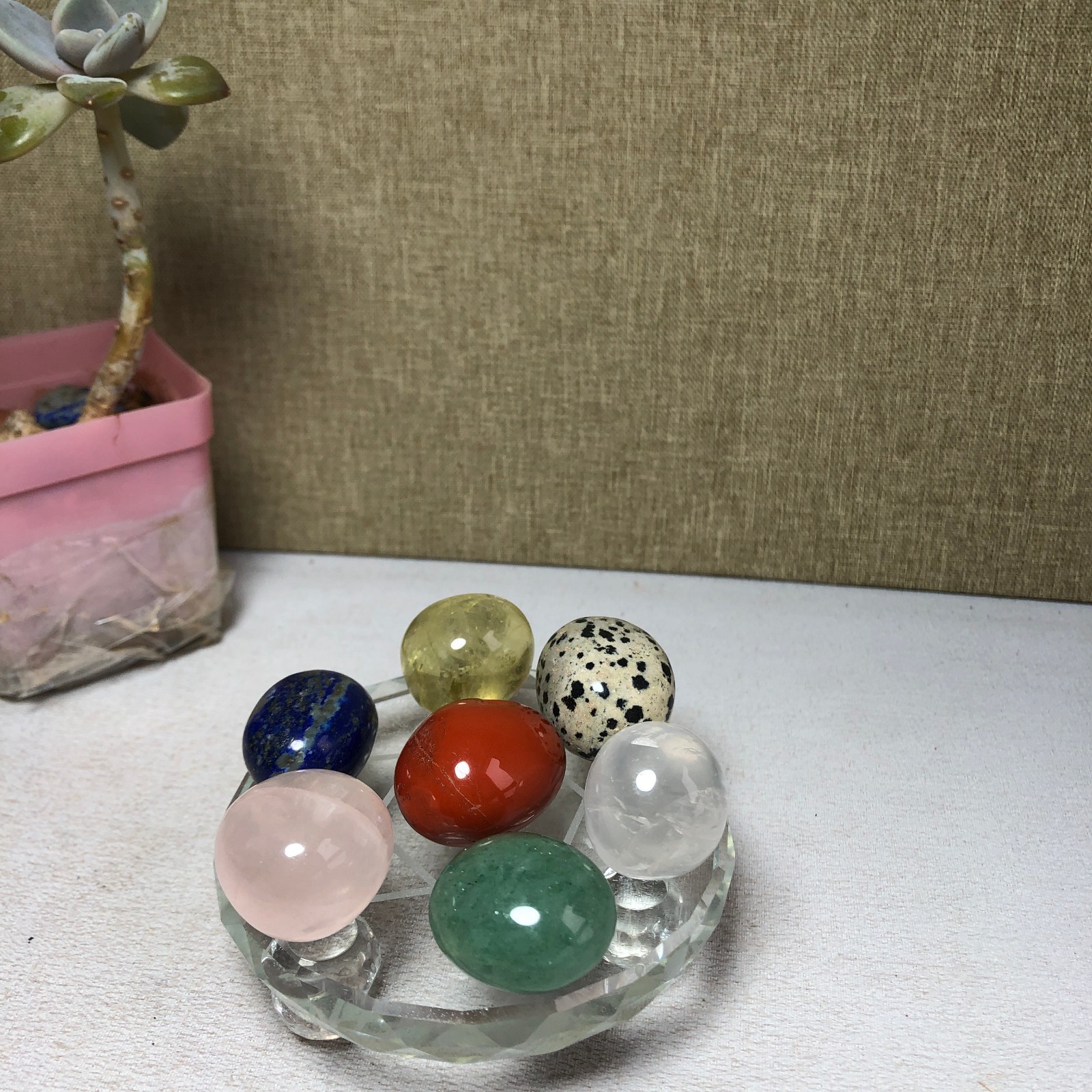 Natural seven different types of crystals Seven Star Array Specimen Base A3018