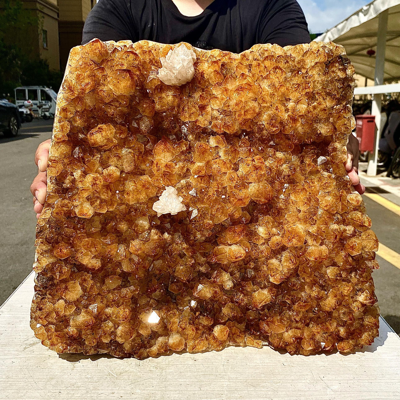 41.73LB Beautiful natural yellow crystal cave entrance large restoration