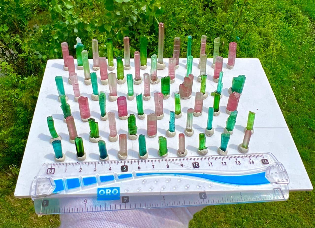 75 Grams Multi Coloured Lipstick Tourmaline Crystals Lot From Afghanistan