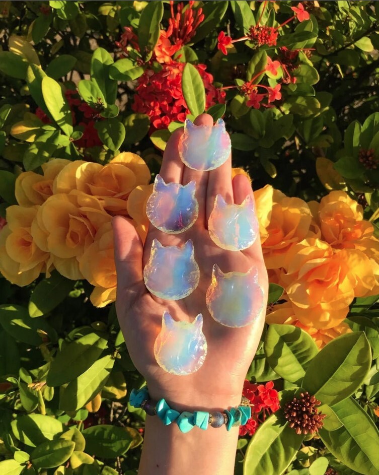 Bulk Opalite Cat Head Shaped Crystals | Crystal Kitty | Carved Crystal | Cresent