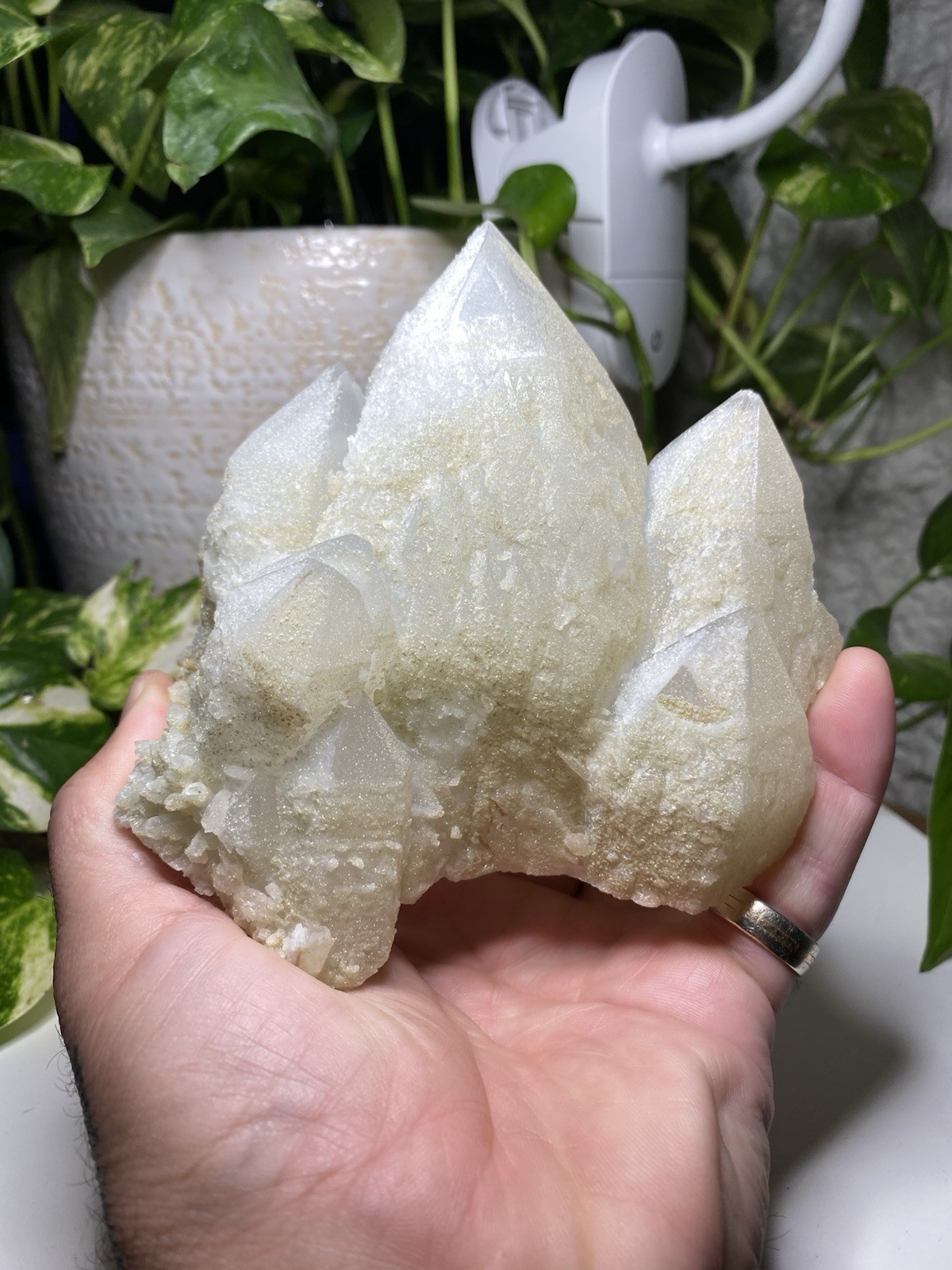 2 Lb 6.35 Oz Druzy Candle Quartz Specimen