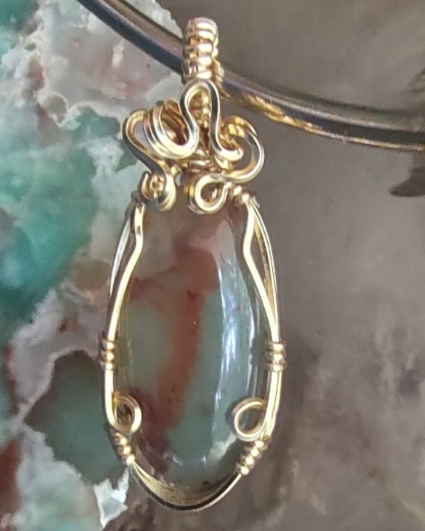 Messina Ajoite Quartz 14k Gold Filled Wire Wrap Handmade Chakra Reiki Pendant