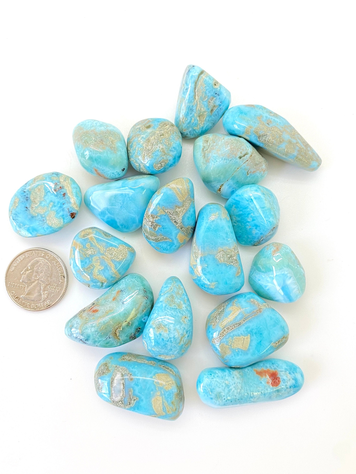 Larimar Tumbled Stone (Grade AB) Natural Larimar Crystal from Dominican Republic