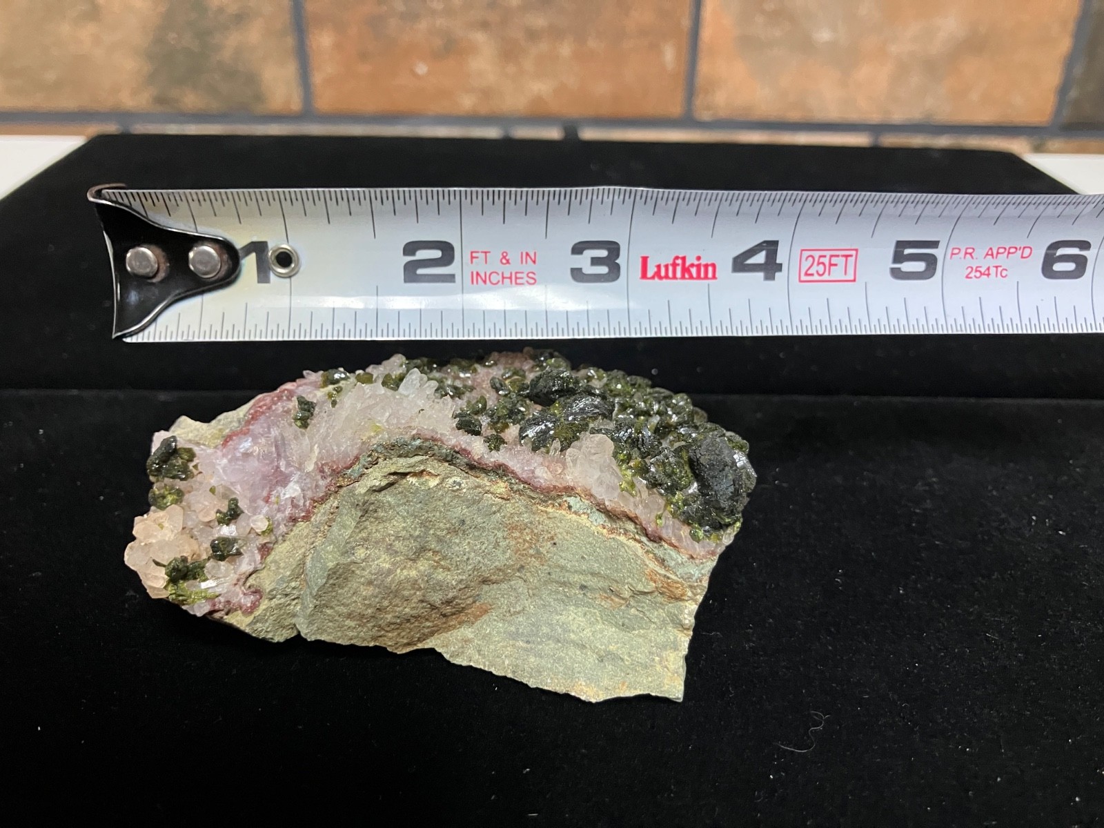 Epidote and pink Quartz cluster