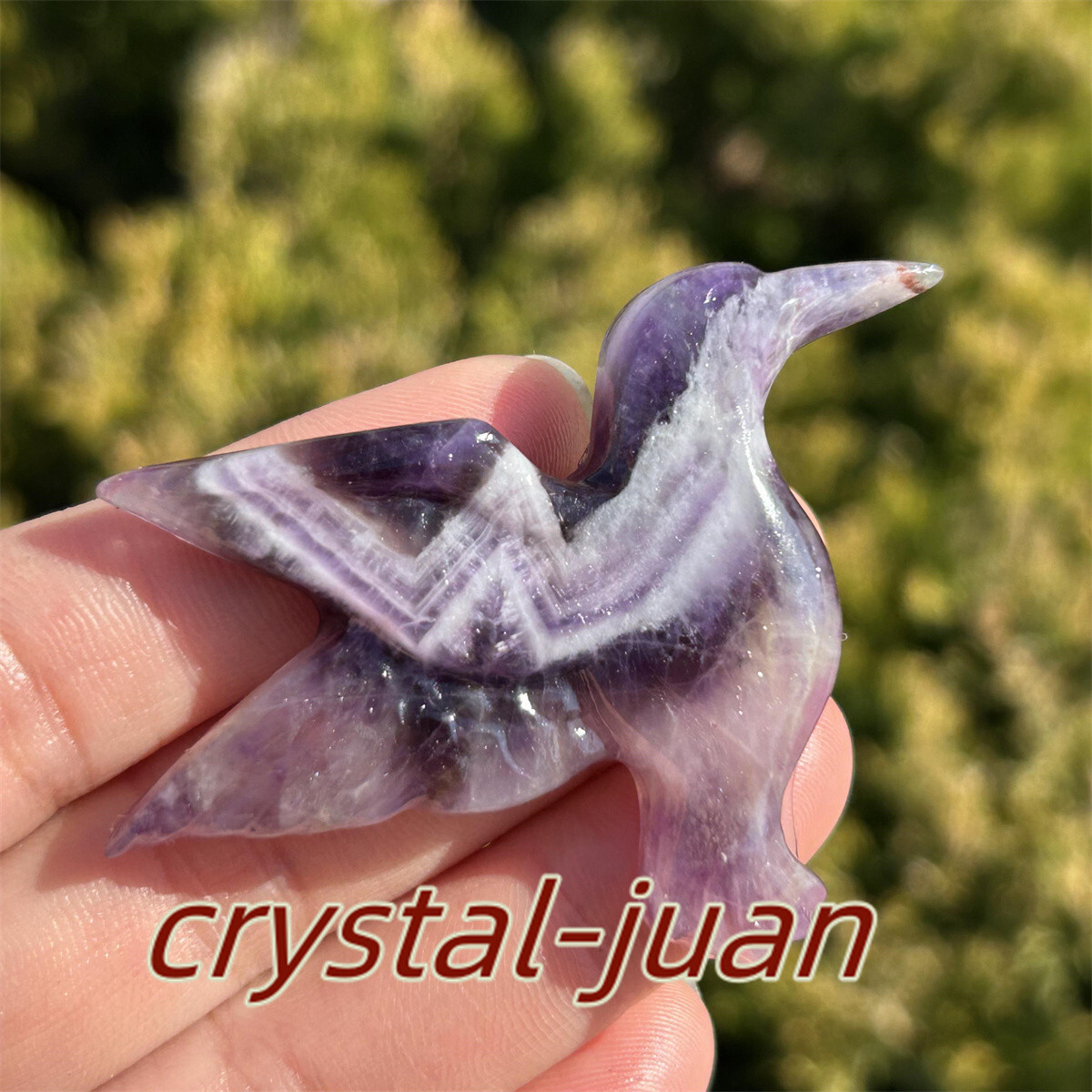 2″+ Natural Dreamy Amethyst hummingbird skull Carved Quartz Crystal skull heal