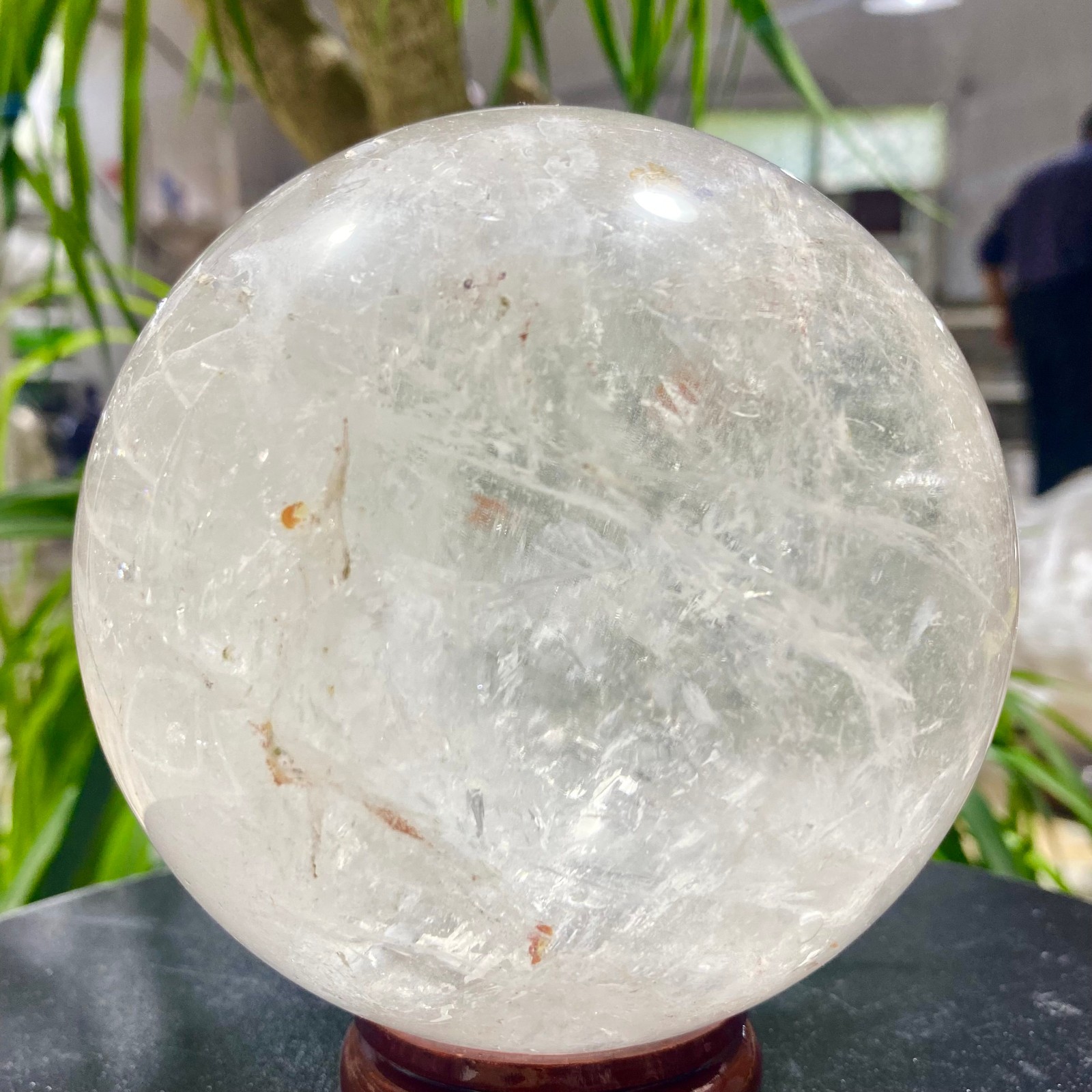 3.99LB white crystal transparent quartz crystal ball Reiki repair