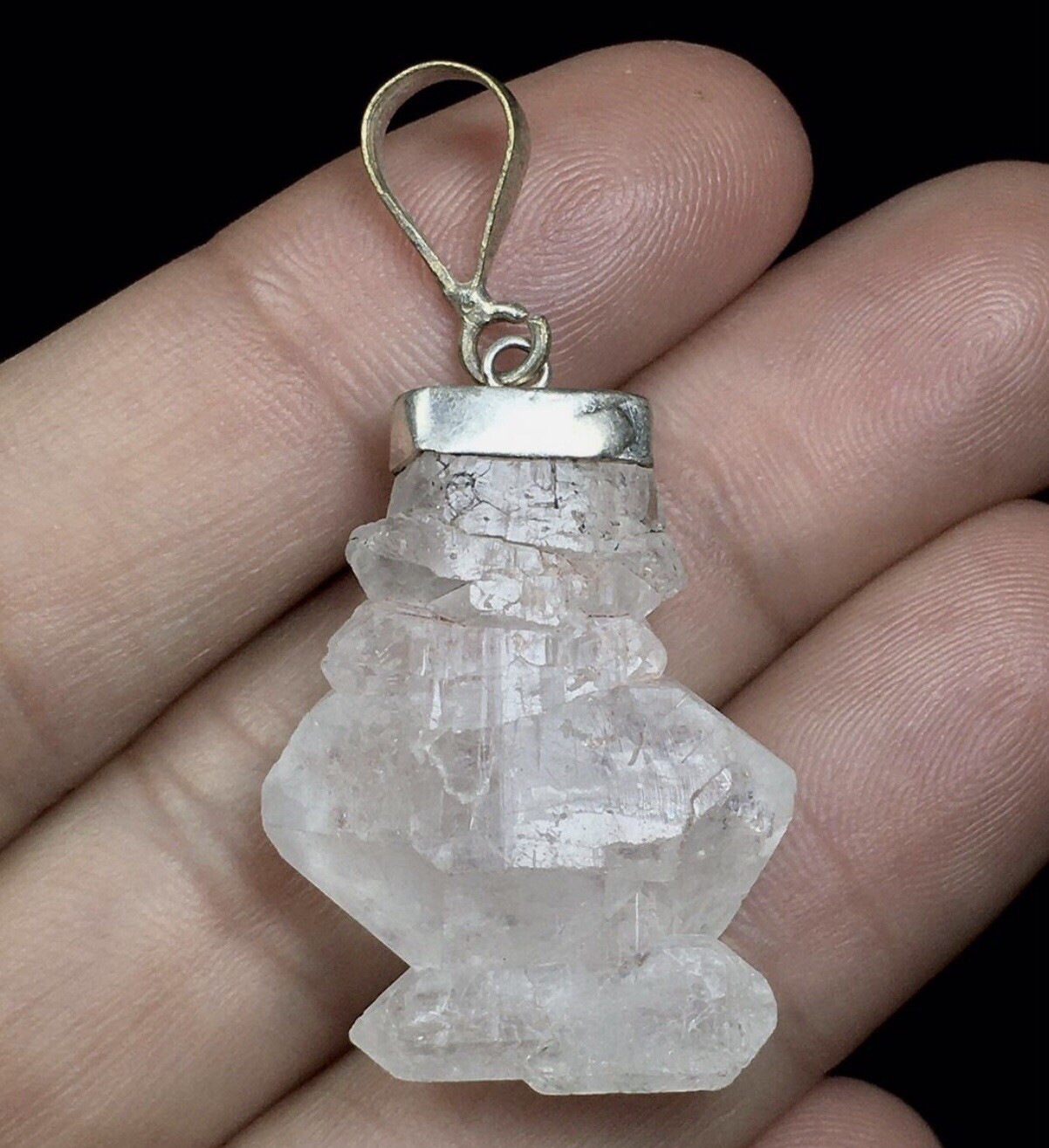 Aesthetic Faden Quartz Crystal Pandent With 925Silver Hook From Pakistan