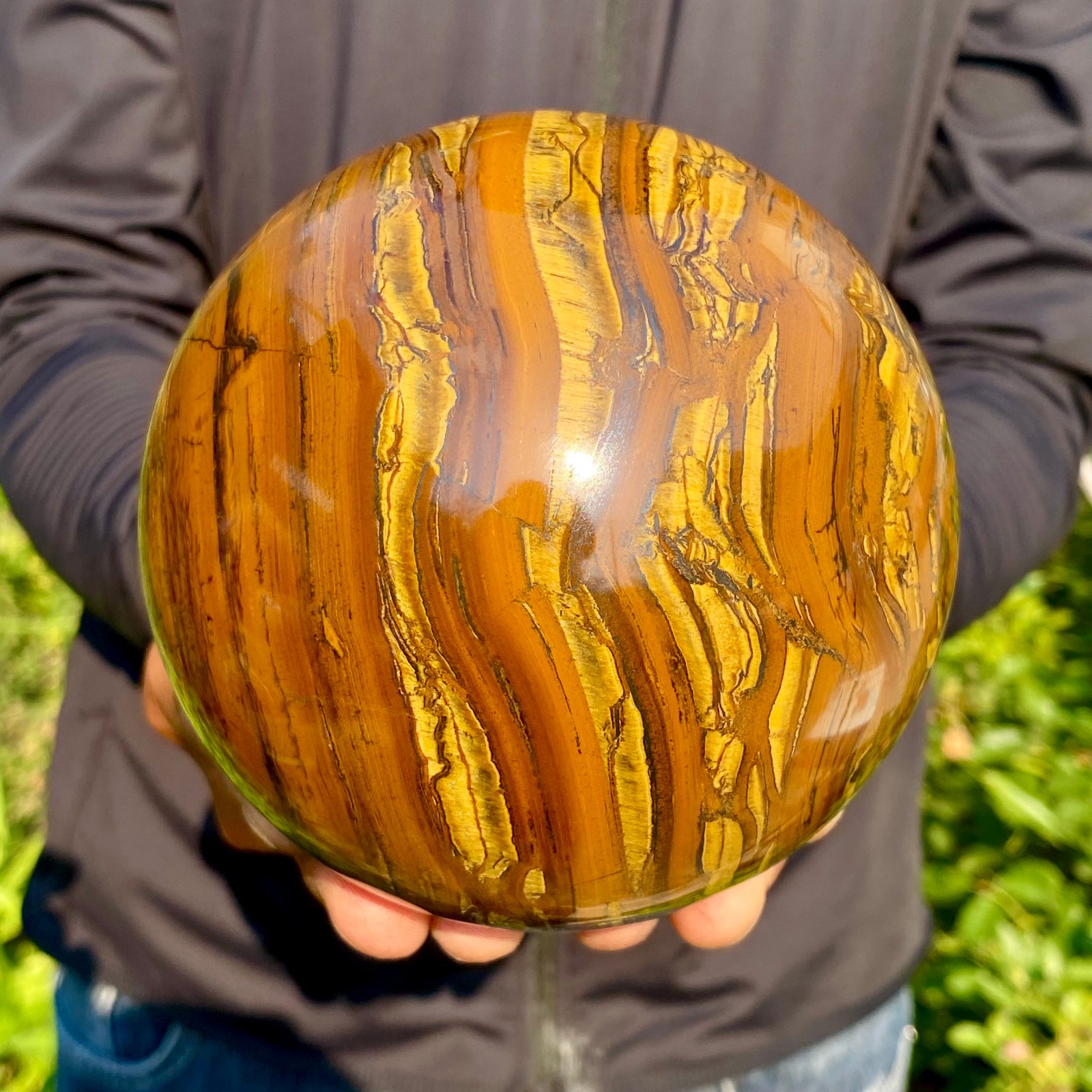 4.98LB Large Natural Tiger Eye Stone Crystal Ball Quartz Healing Sphere Décor