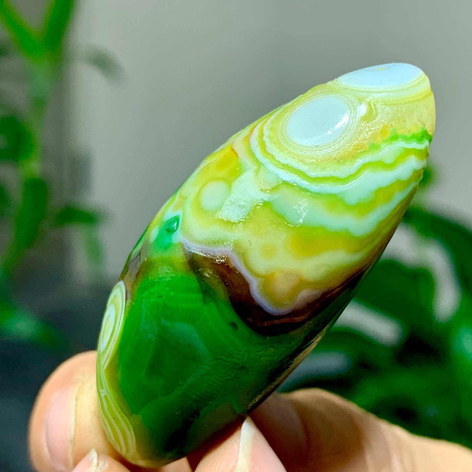 28G Natural green gobi agate eye crystal Circular pattern mineral healing B205